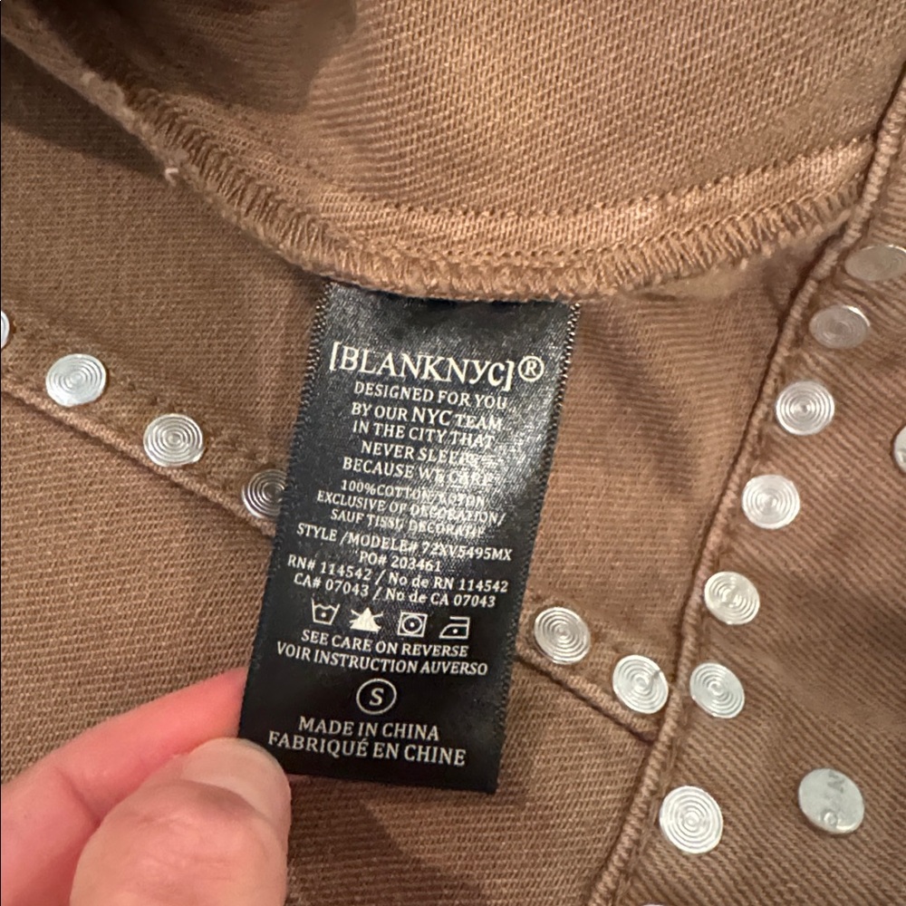 Blank NYC Brown Denim Jacket with Silver Accents - Picture 4 of 7
